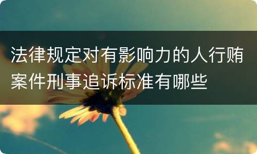 法律规定对有影响力的人行贿案件刑事追诉标准有哪些