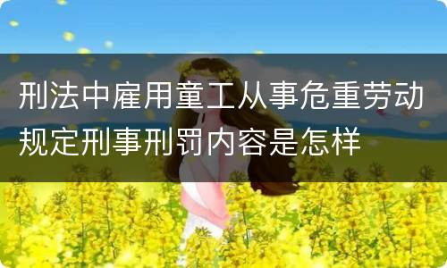 刑法中雇用童工从事危重劳动规定刑事刑罚内容是怎样