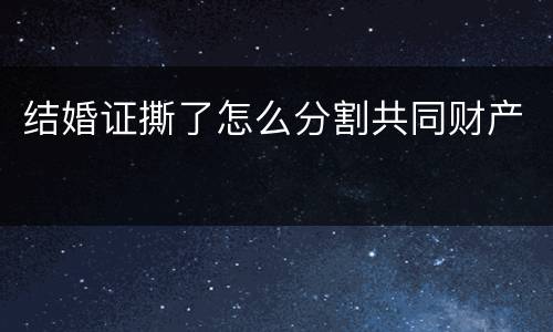 结婚证撕了怎么分割共同财产
