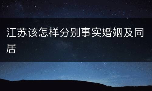 江苏该怎样分别事实婚姻及同居