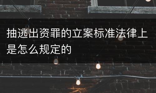抽逃出资罪的立案标准法律上是怎么规定的