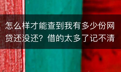 怎么样才能查到我有多少份网贷还没还？借的太多了记不清了