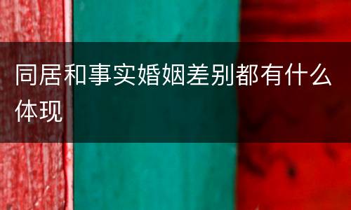 同居和事实婚姻差别都有什么体现