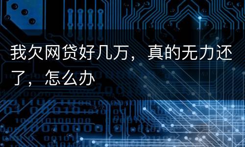 我欠网贷好几万，真的无力还了，怎么办