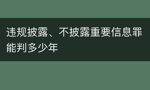 违规披露、不披露重要信息罪能判多少年