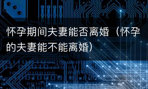 怀孕期间夫妻能否离婚（怀孕的夫妻能不能离婚）