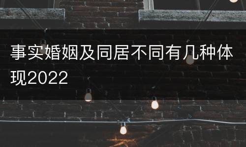 事实婚姻及同居不同有几种体现2022