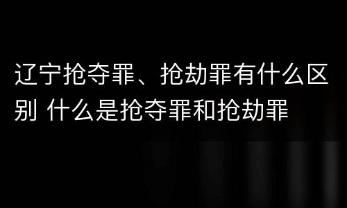 辽宁抢夺罪、抢劫罪有什么区别 什么是抢夺罪和抢劫罪