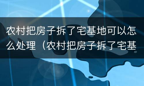 农村把房子拆了宅基地可以怎么处理（农村把房子拆了宅基地可以怎么处理?）