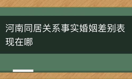 河南同居关系事实婚姻差别表现在哪