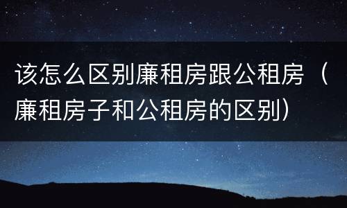 该怎么区别廉租房跟公租房（廉租房子和公租房的区别）