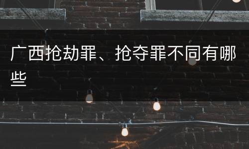 广西抢劫罪、抢夺罪不同有哪些