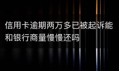 信用卡逾期两万多已被起诉能和银行商量慢慢还吗