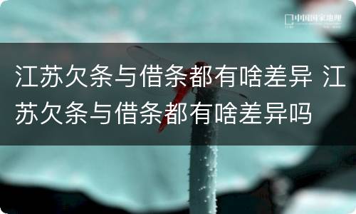 江苏欠条与借条都有啥差异 江苏欠条与借条都有啥差异吗