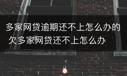 多家网贷逾期还不上怎么办的 欠多家网贷还不上怎么办