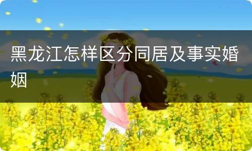 黑龙江怎样区分同居及事实婚姻