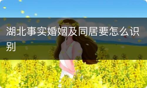 湖北事实婚姻及同居要怎么识别