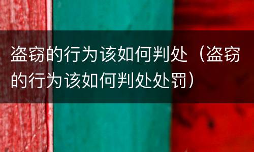 盗窃的行为该如何判处（盗窃的行为该如何判处处罚）