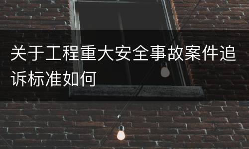 关于工程重大安全事故案件追诉标准如何