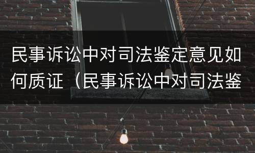 民事诉讼中对司法鉴定意见如何质证（民事诉讼中对司法鉴定意见如何质证是否有效）