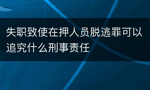 失职致使在押人员脱逃罪可以追究什么刑事责任