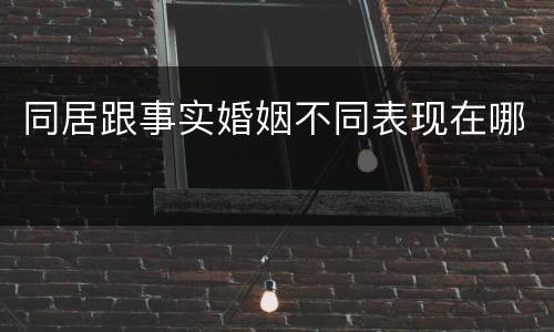 同居跟事实婚姻不同表现在哪