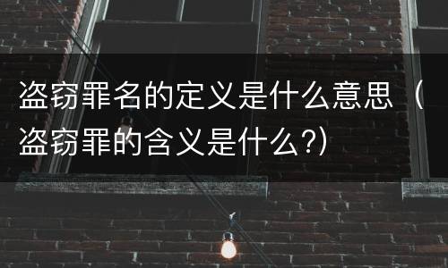 盗窃罪名的定义是什么意思（盗窃罪的含义是什么?）