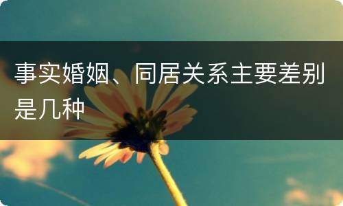 事实婚姻、同居关系主要差别是几种