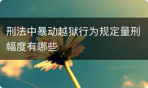 刑法中暴动越狱行为规定量刑幅度有哪些