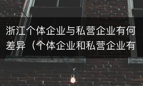 浙江个体企业与私营企业有何差异（个体企业和私营企业有什么区别和联系）