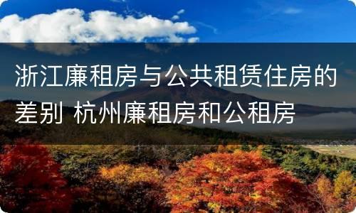 浙江廉租房与公共租赁住房的差别 杭州廉租房和公租房
