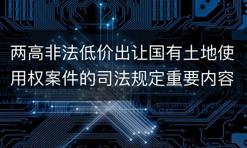 两高非法低价出让国有土地使用权案件的司法规定重要内容