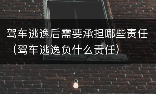 驾车逃逸后需要承担哪些责任（驾车逃逸负什么责任）