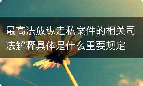 最高法放纵走私案件的相关司法解释具体是什么重要规定