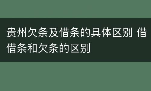 贵州欠条及借条的具体区别 借借条和欠条的区别