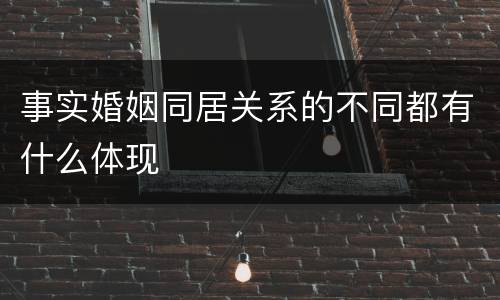 事实婚姻同居关系的不同都有什么体现