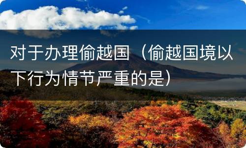 对于办理偷越国（偷越国境以下行为情节严重的是）