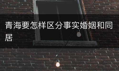 青海要怎样区分事实婚姻和同居