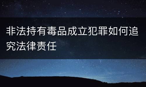 非法持有毒品成立犯罪如何追究法律责任