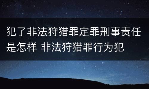 犯了非法狩猎罪定罪刑事责任是怎样 非法狩猎罪行为犯