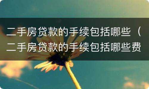 二手房贷款的手续包括哪些（二手房贷款的手续包括哪些费用）