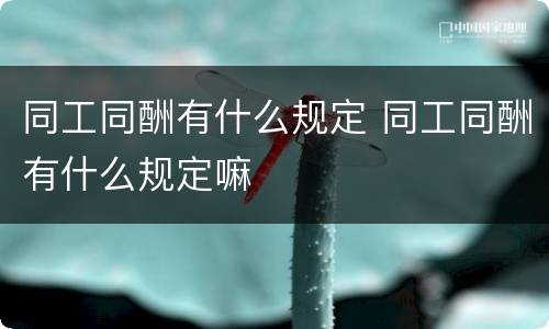 同工同酬有什么规定 同工同酬有什么规定嘛