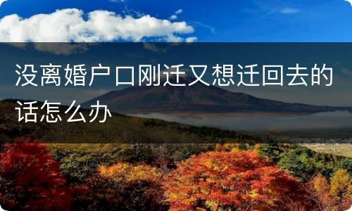 没离婚户口刚迁又想迁回去的话怎么办