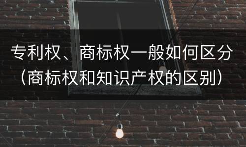 专利权、商标权一般如何区分（商标权和知识产权的区别）