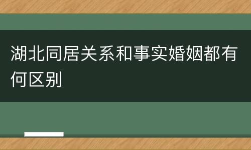 湖北同居关系和事实婚姻都有何区别