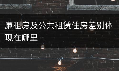 廉租房及公共租赁住房差别体现在哪里