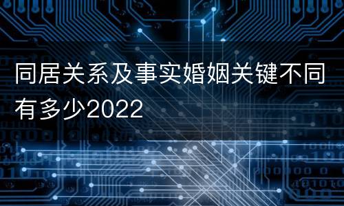 同居关系及事实婚姻关键不同有多少2022