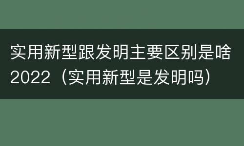 实用新型跟发明主要区别是啥2022（实用新型是发明吗）