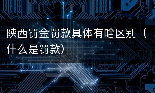 陕西罚金罚款具体有啥区别（什么是罚款）