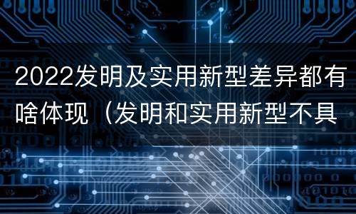 2022发明及实用新型差异都有啥体现（发明和实用新型不具有什么特性）
